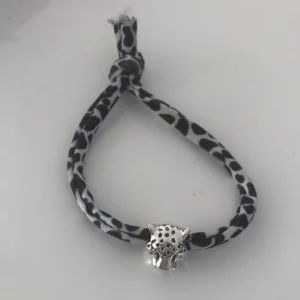 Armband #403 Luipaard Zwart Wit Luipaard Zilver